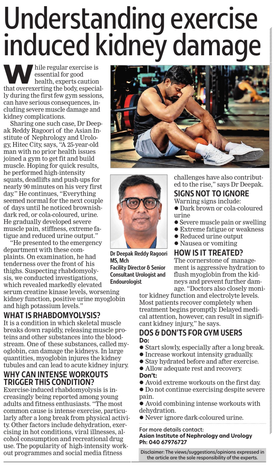 Understanding exercise induced kidney damage